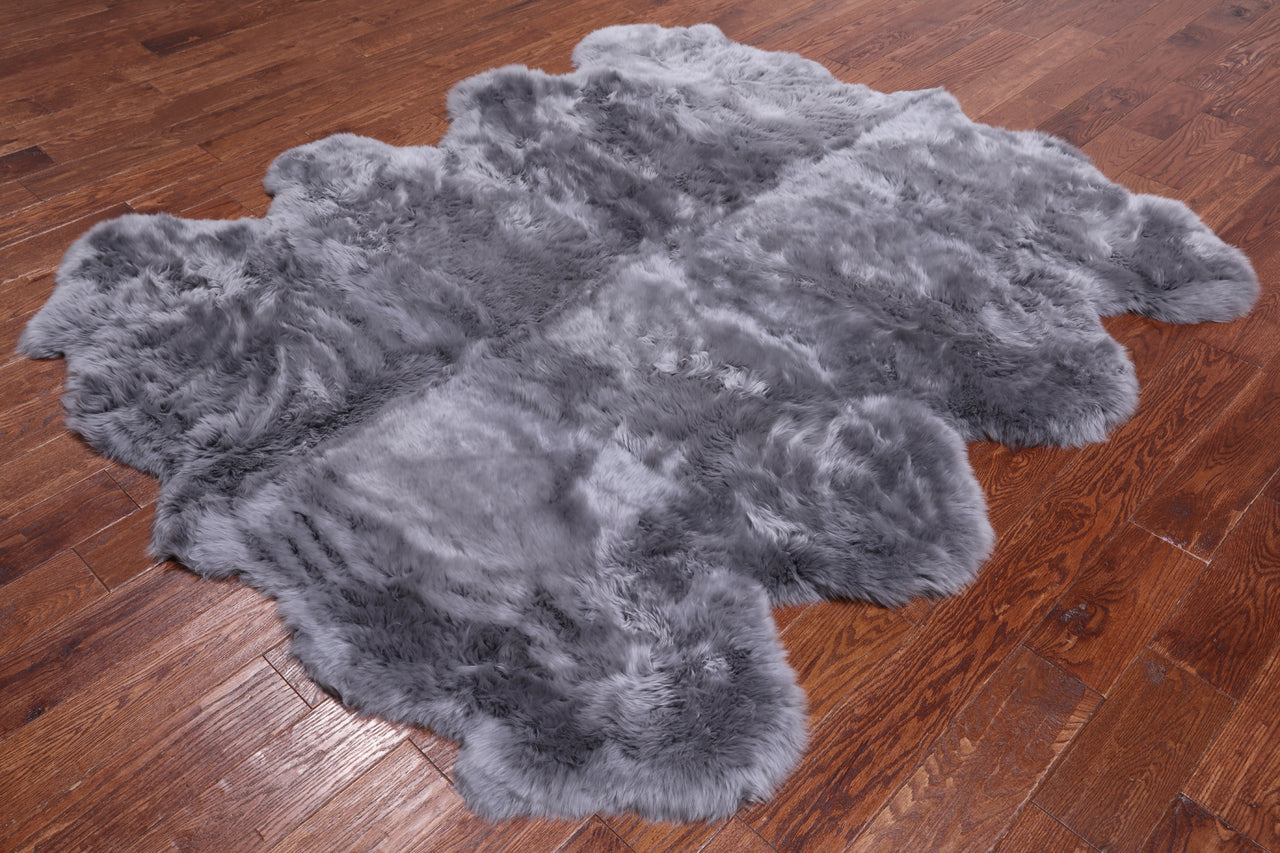 100% Natural New Zealand Sheepskin Grey 6' 0" x 7' 0"