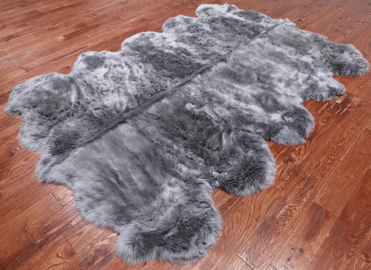 100% Natural New Zealand Sheepskin Grey 6' 0" x 9' 0"