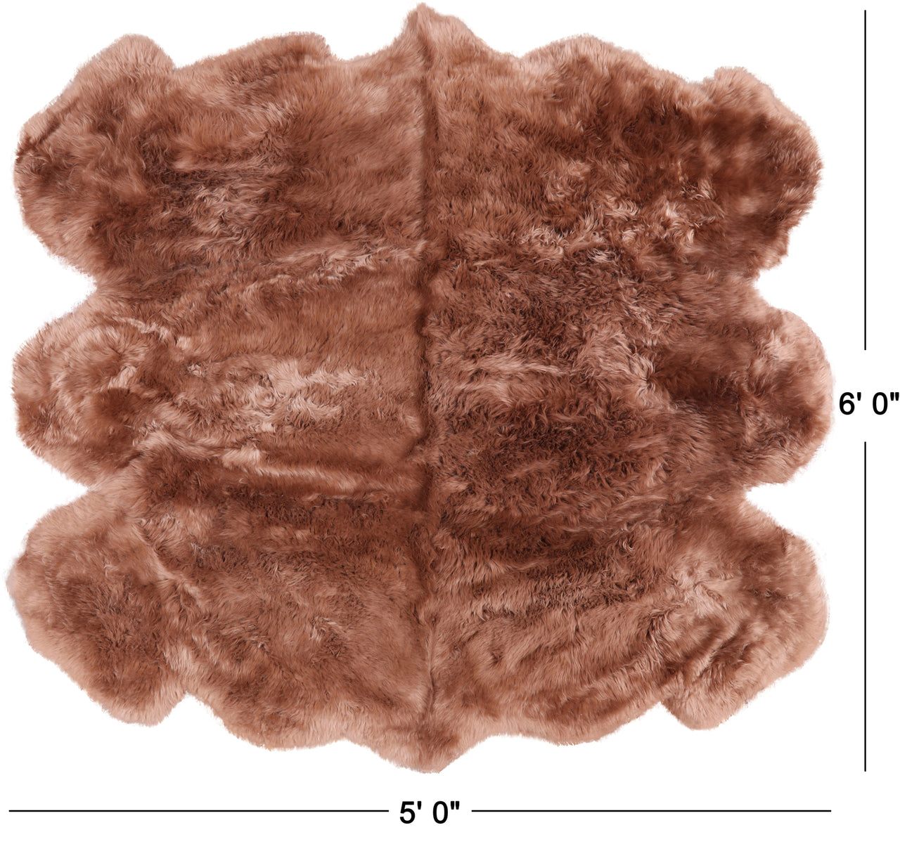 100% Natural New Zealand Sheepskin Toffee 5' 0" x 6' 0"