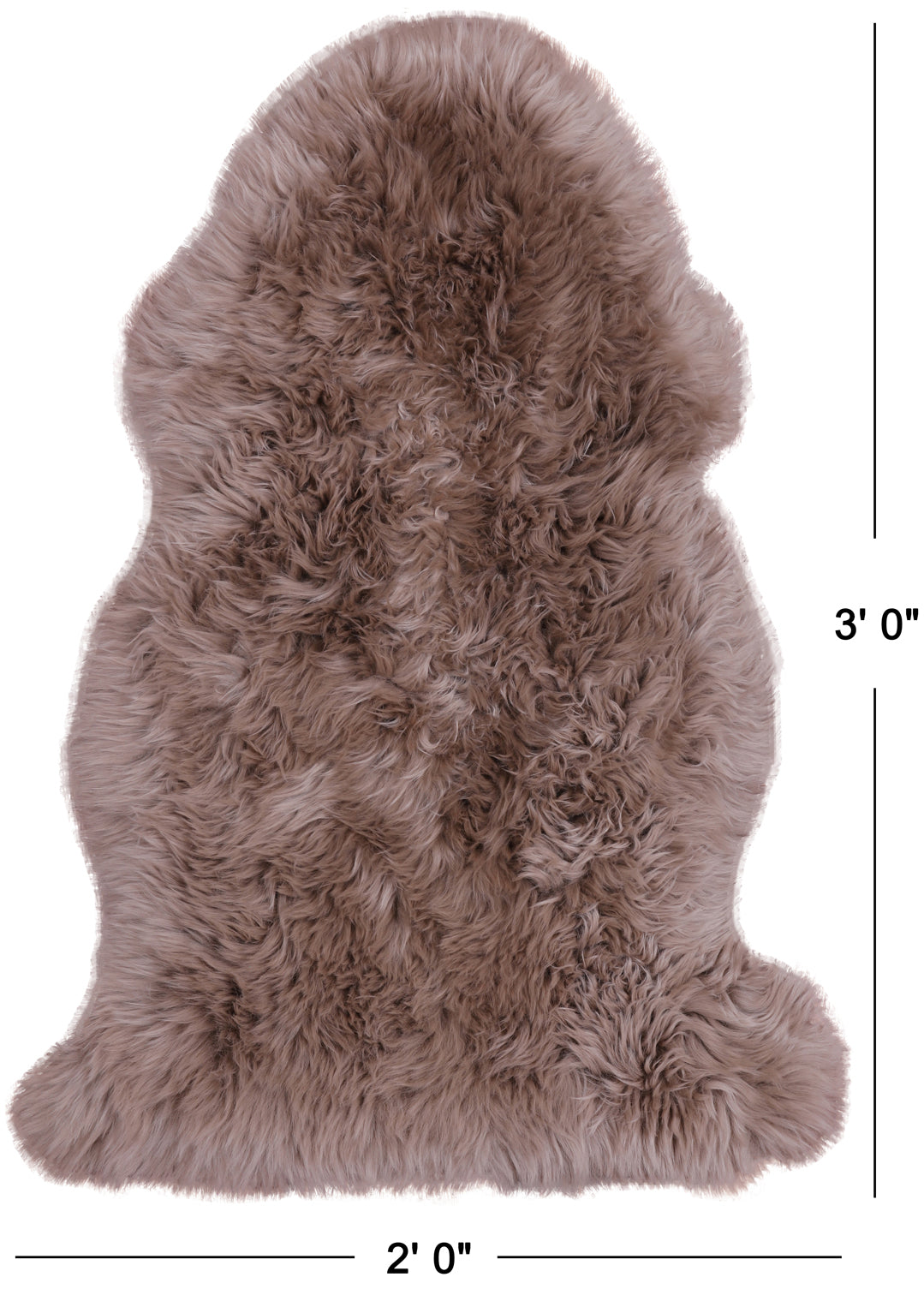 100% Natural New Zealand Sheepskin Taupe 2' 0" x 3' 0"