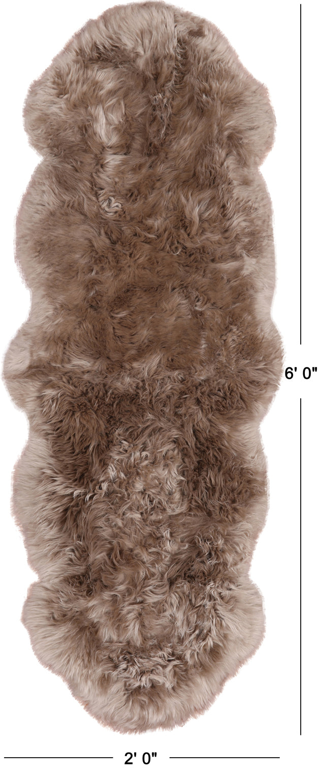 100% Natural New Zealand Sheepskin Taupe 2' 0" x 6' 0"
