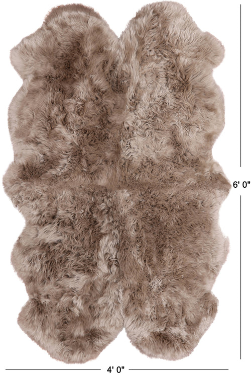 100% Natural New Zealand Sheepskin Taupe 4' 0