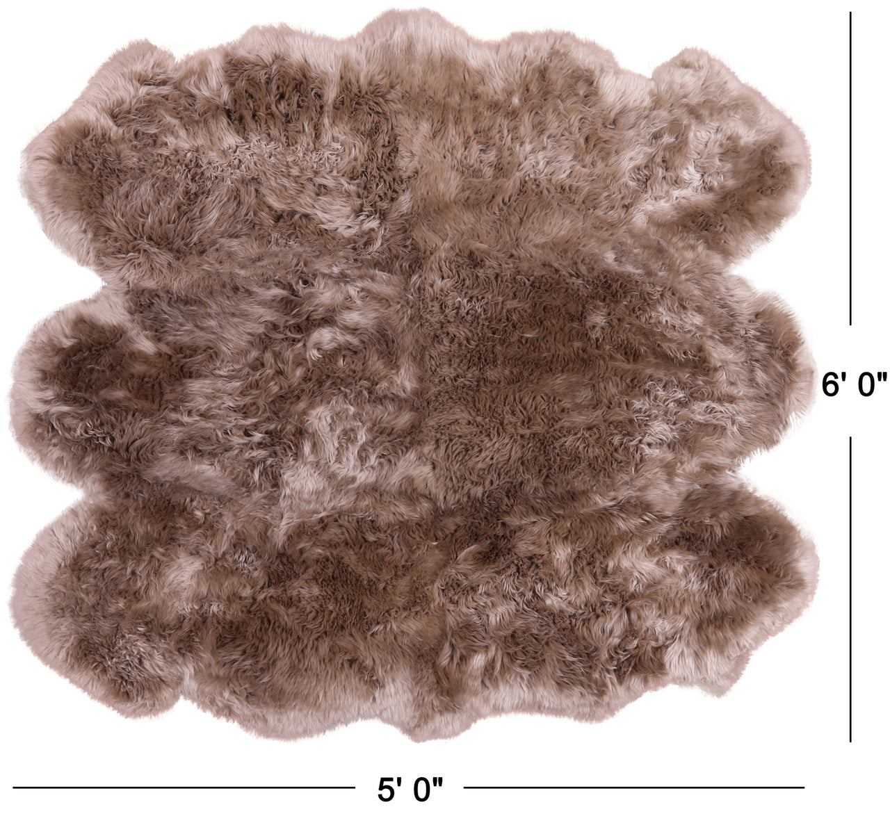 100% Natural New Zealand Sheepskin Taupe 5' 0" x 6' 0"