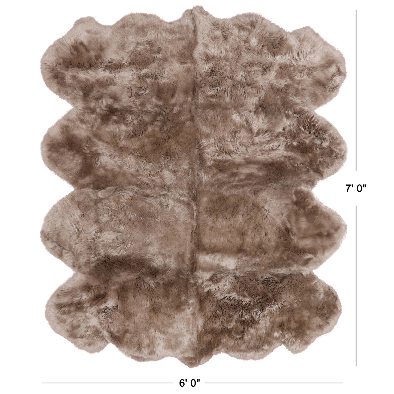 100% Natural New Zealand Sheepskin Taupe 6' 0" x 7' 0"