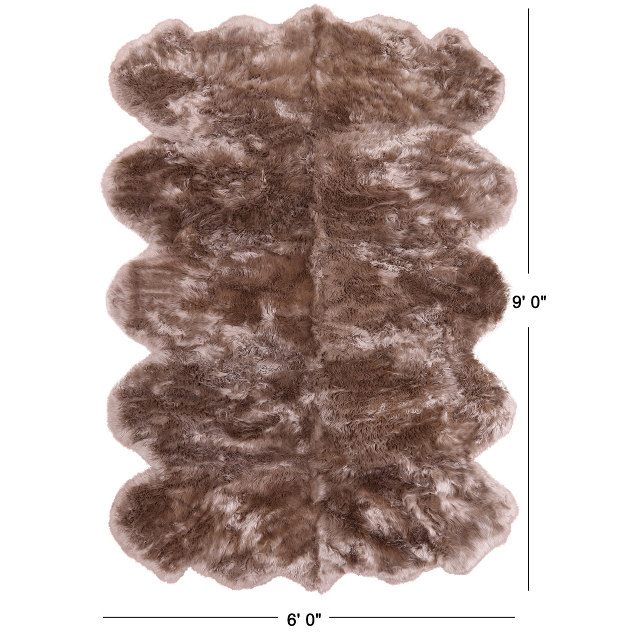 100% Natural New Zealand Sheepskin Taupe 6' 0" x 9' 0"