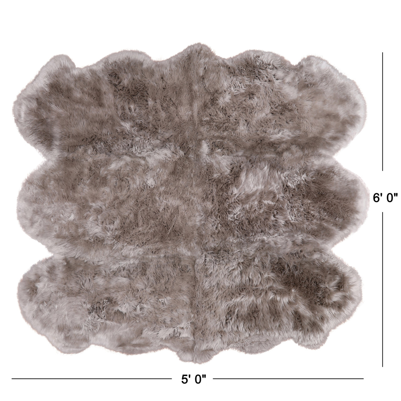 100% Natural New Zealand Sheepskin Dark Beige 5' 0" x 6' 0"
