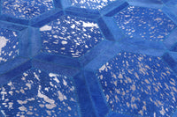 Thumbnail for Blue Patchwork Cowhide Rug - 6' 0