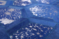 Thumbnail for Blue Patchwork Cowhide Runner Rug - 4' 0