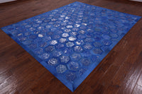 Thumbnail for Blue Patchwork Cowhide Rug - 8' 0