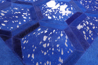 Thumbnail for Blue Patchwork Cowhide Rug - 6' 0