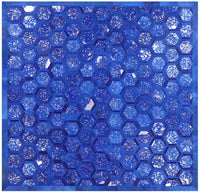 Thumbnail for Blue Square Patchwork Natural Cowhide Rug - 8' 0