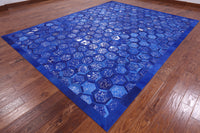 Thumbnail for Blue Patchwork Cowhide Rug - 9' 0