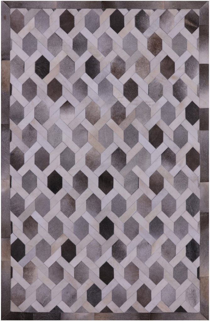 Grey & White Patchwork Natural Cowhide Rug - 6' 0" x 9' 0"