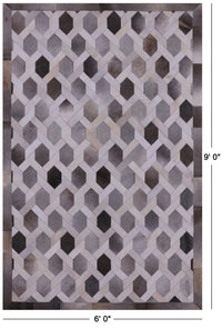 Thumbnail for Grey & White Patchwork Natural Cowhide Rug - 6' 0