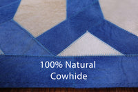 Thumbnail for Blue & White Patchwork Cowhide Rug - 6' 0