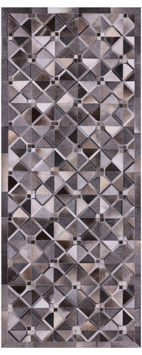 Thumbnail for Grey Patchwork Cowhide Runner Rug - 4' 0