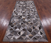 Thumbnail for Grey Patchwork Cowhide Runner Rug - 4' 0