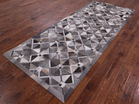 Thumbnail for Grey Patchwork Cowhide Runner Rug - 4' 0