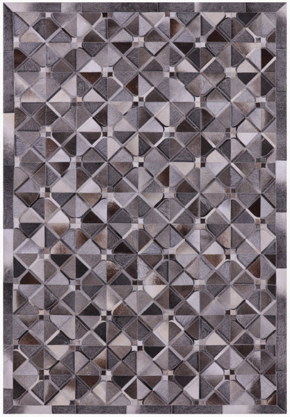 Grey Patchwork Cowhide Rug - 6' 0" x 9' 0"