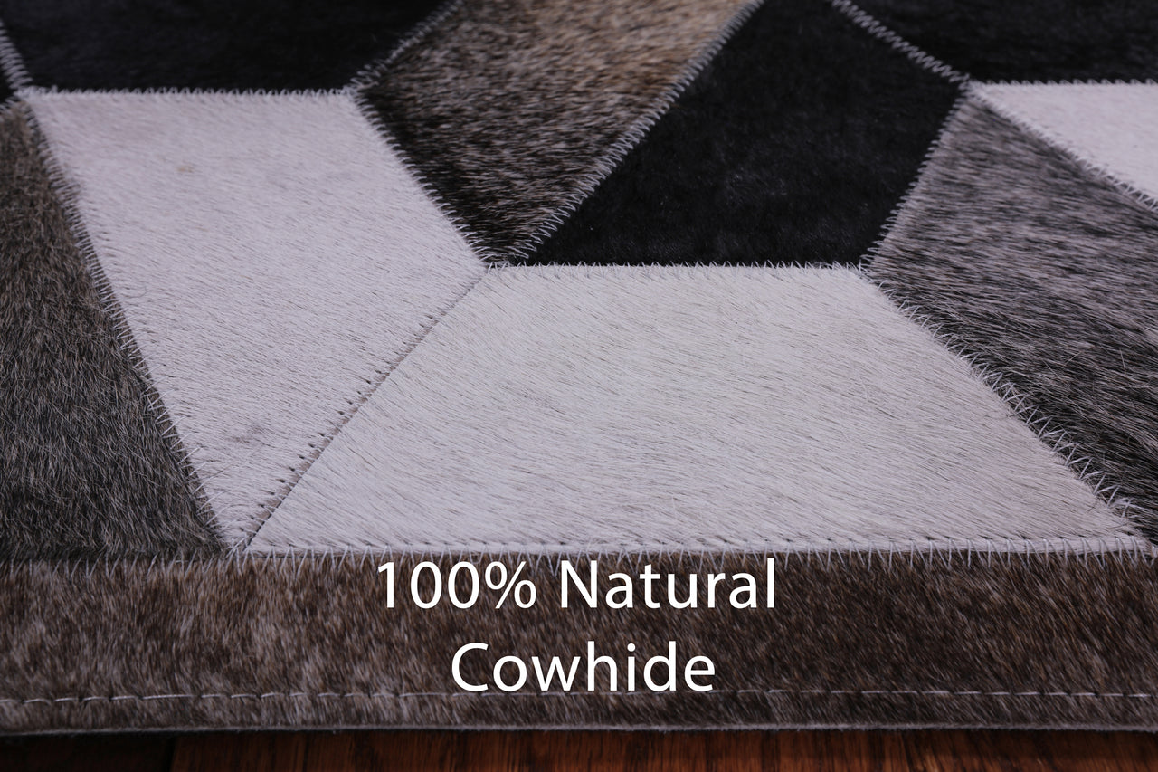 Black & White Patchwork Cowhide Rug - 5' 0" x 8' 0"