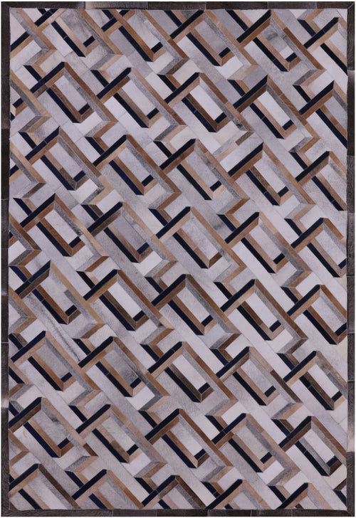 Ivory Patchwork Natural Cowhide Rug - 6' 0