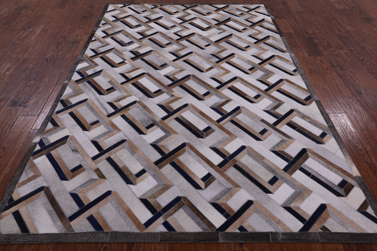 Ivory Patchwork Cowhide Rug - 6' 0" x 9' 0"