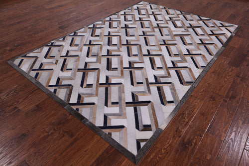 Ivory Patchwork Natural Cowhide Rug - 6' 0