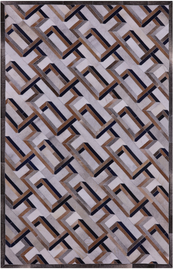 Ivory Patchwork Natural Cowhide Rug - 5' 0" x 8' 0"