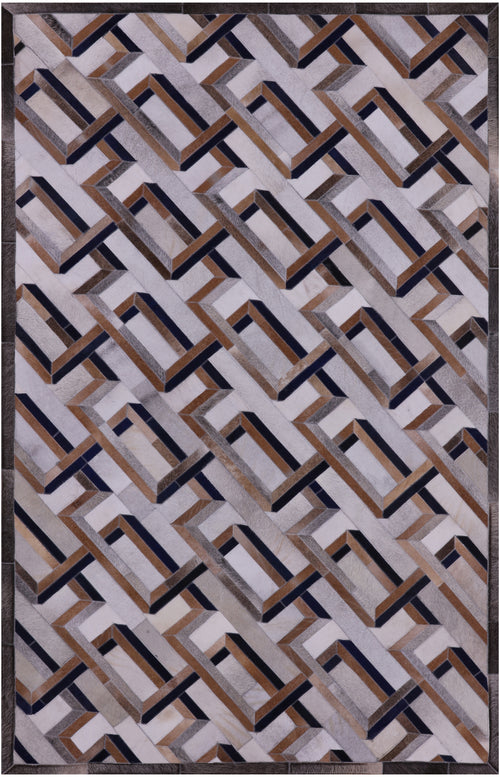 Ivory Patchwork Natural Cowhide Rug - 5' 0
