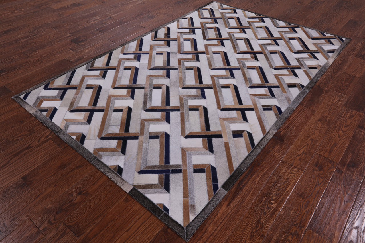 Ivory Patchwork Cowhide Rug - 5' 0" x 8' 0"