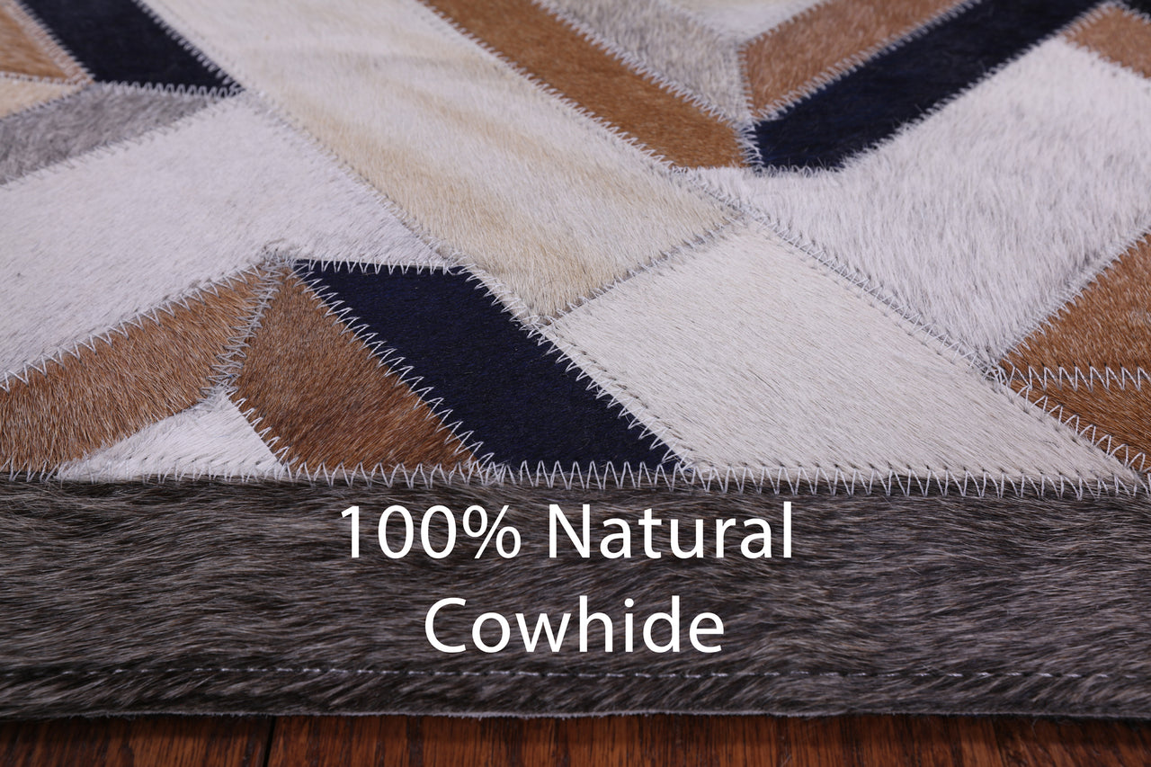 Ivory Patchwork Cowhide Rug - 5' 0" x 8' 0"