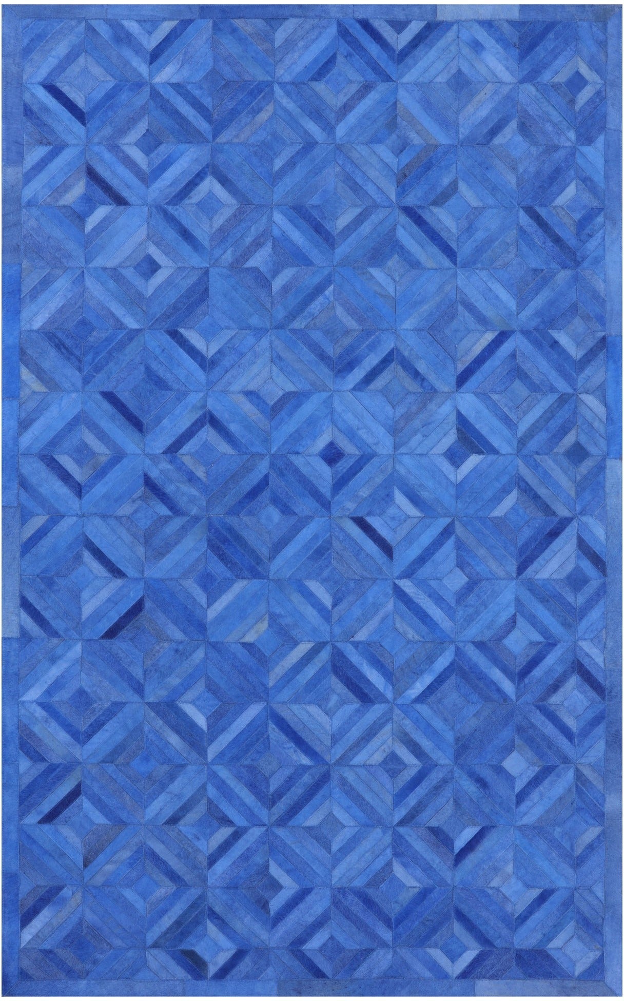 Blue Patchwork Cowhide Rug - 5' 0" x 8' 0"