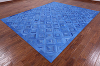 Thumbnail for Blue Patchwork Natural Cowhide Rug - 8' 0