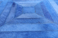 Thumbnail for Blue Patchwork Natural Cowhide Rug - 8' 0