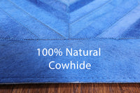 Thumbnail for Blue Patchwork Natural Cowhide Rug - 8' 0