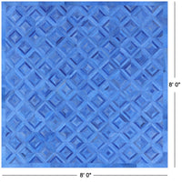 Thumbnail for Blue Square Patchwork Natural Cowhide Rug - 8' 0