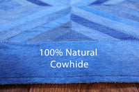 Thumbnail for Blue Square Patchwork Cowhide Rug - 8' 0