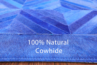 Thumbnail for Blue Patchwork Cowhide Runner Rug - 4' 0