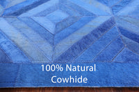 Thumbnail for Blue Patchwork Cowhide Runner Rug - 2' 6