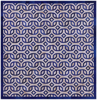 Thumbnail for Blue & White Square Patchwork Cowhide Rug - 8' 0