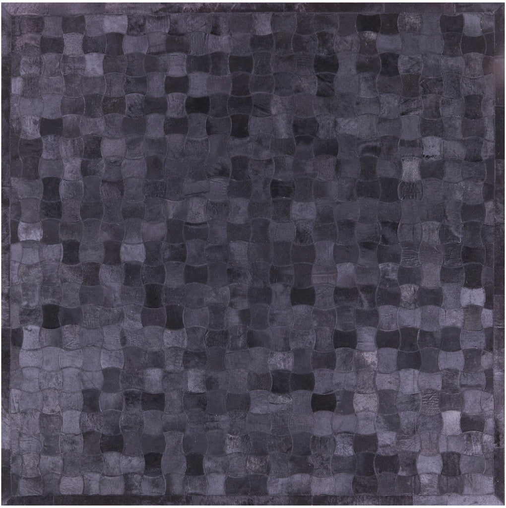 Black Square Patchwork Cowhide Rug - 8' 0" x 8' 0"