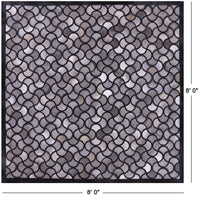 Thumbnail for Black & Grey Square Patchwork Natural Cowhide Rug - 8' 0