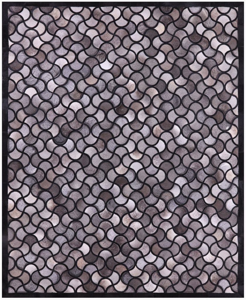 Black & Grey Patchwork Natural Cowhide Rug - 8' 0" x 10' 0"