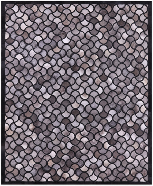 Black & Grey Patchwork Natural Cowhide Rug - 8' 0