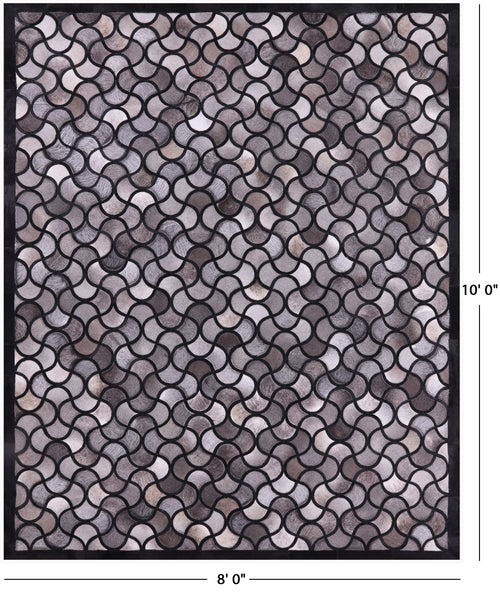 Black & Grey Patchwork Natural Cowhide Rug - 8' 0