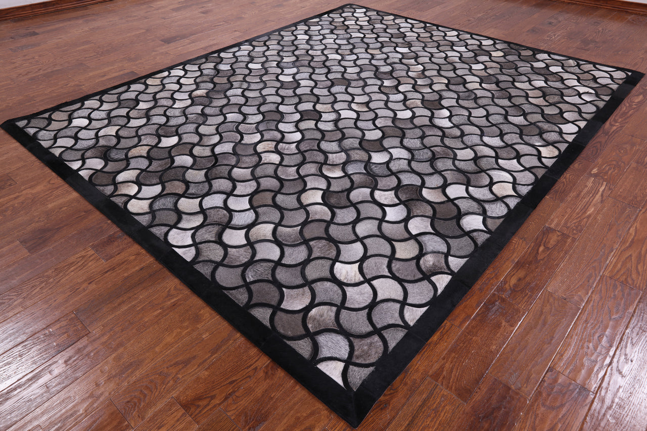 Black & Grey Patchwork Cowhide Rug - 8' 0" x 10' 0"