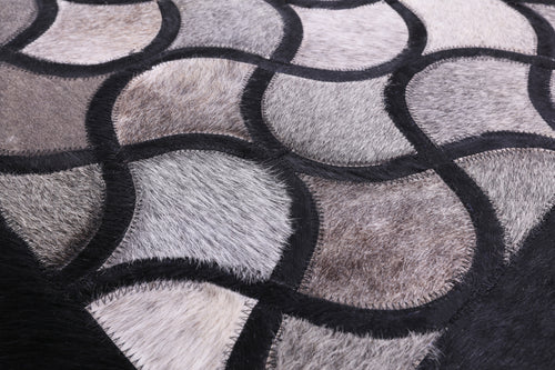 Black & Grey Patchwork Natural Cowhide Rug - 8' 0