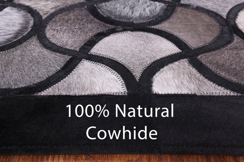 Black & Grey Patchwork Natural Cowhide Rug - 8' 0