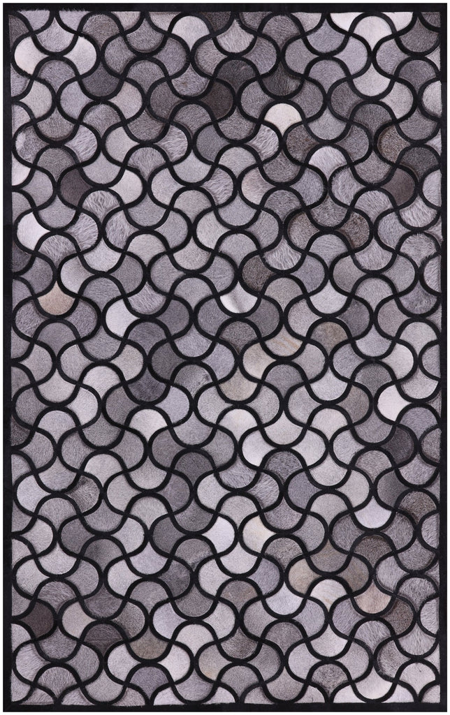 Black & Grey Patchwork Natural Cowhide Rug - 5' 0" x 8' 0"