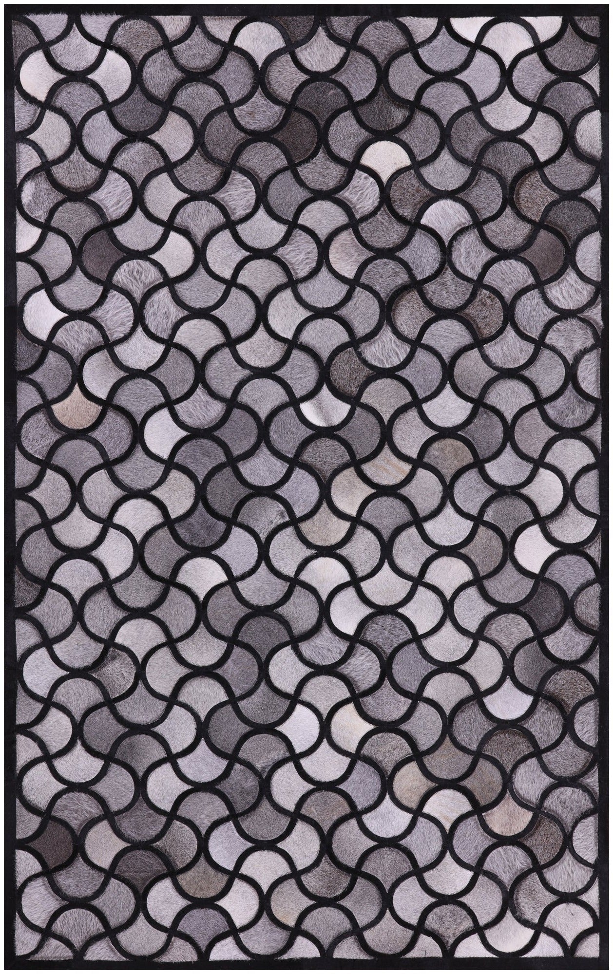 Black & Grey Patchwork Cowhide Rug - 5' 0" x 8' 0"